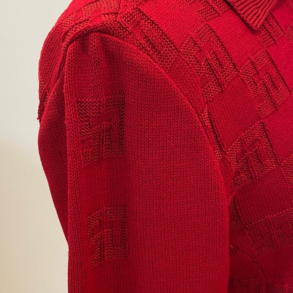 St John Sport Womens Red Cardigan with SJ Pattern in Knit / Size M / Vintage - Picture 5 of 16